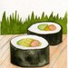 I Love SUSHI -- Original Watercolor ACEO
