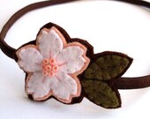 White Cherry Blossom, felt flower headband, white, peach, spring