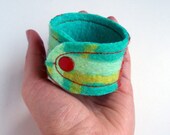 SALE Plaid Felted Cuff . Teal