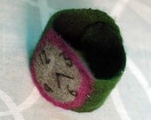 Wool Felt Watch Cuff . Green