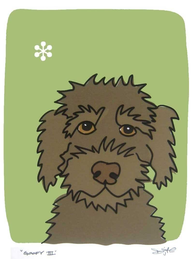 Goofy III- a Chocolate Labradoodle in the Dog Series Art Print