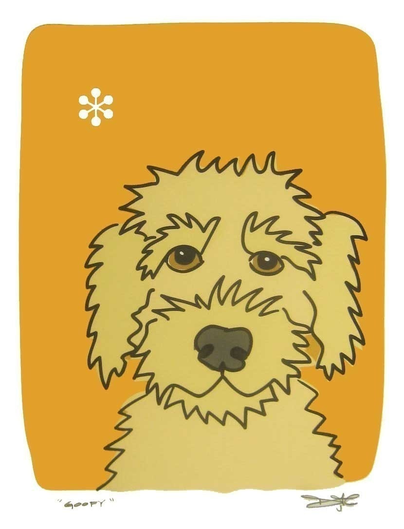 Goofy III- a Chocolate Labradoodle in the Dog Series Art Print