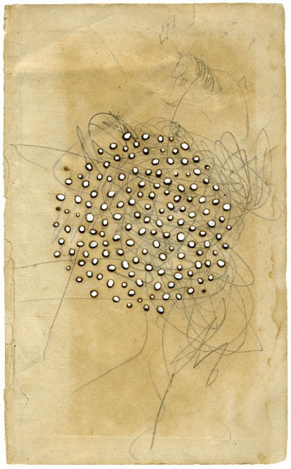 original art - combined apertures - burn drawing - by olivia jeffries