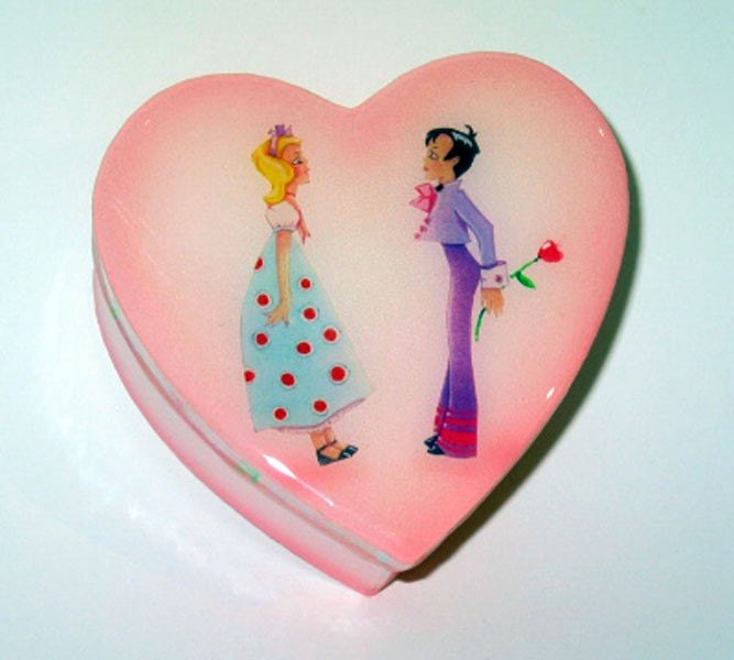 Birthday Valentine Heart shaped box treasure candy box  First Love by Valerie Walsh