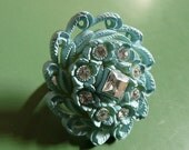 ON SALE tidal wave ring - vintage celluloid & rhinestone
