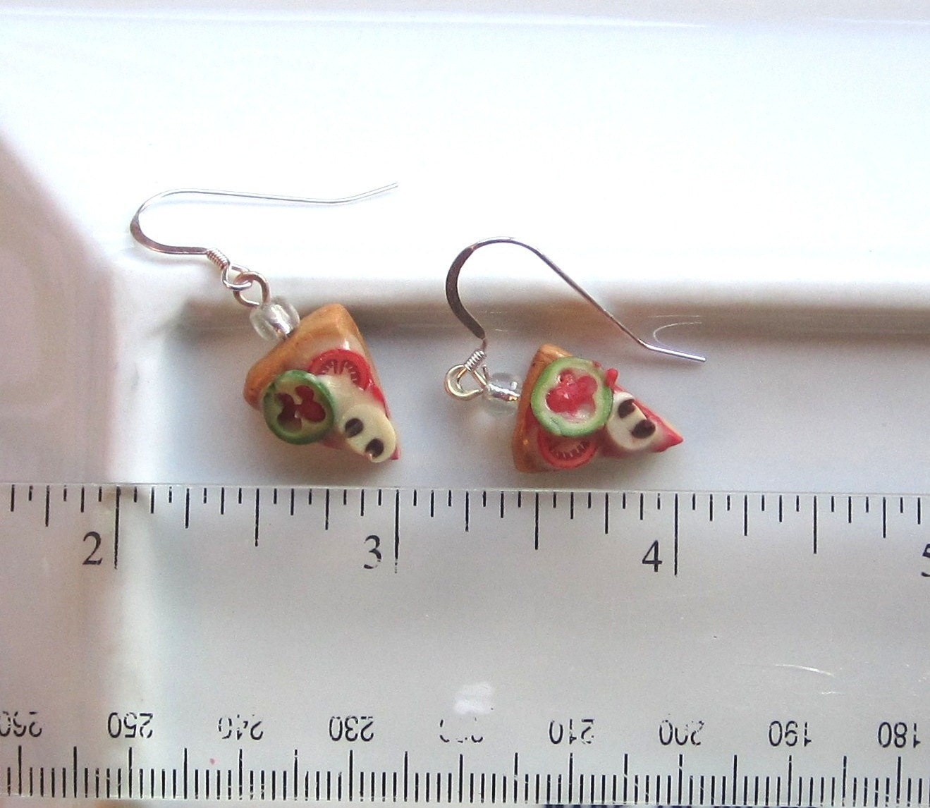Pizza Earrings - Green Pepper, Mushroom, Tomato