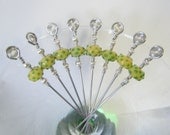 Yellow and Green Polka Dot Appetizer Picks - Set of 8
