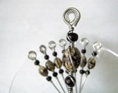 Appetizer Picks - Stainless Steel with Wire Wrapped Wood and Betel Nut Beads