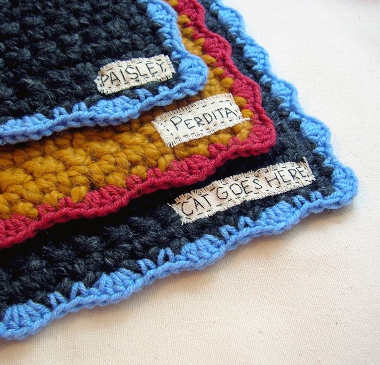 NEW colors - crocheted custom pretty Kitty Bed - Large - with scalloped lining