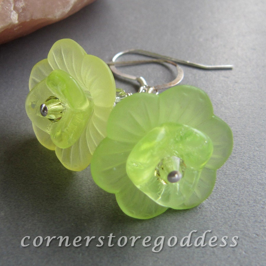 Cornerstoregoddess Sunshine Yellow Buttercup Spring Flower Earrings