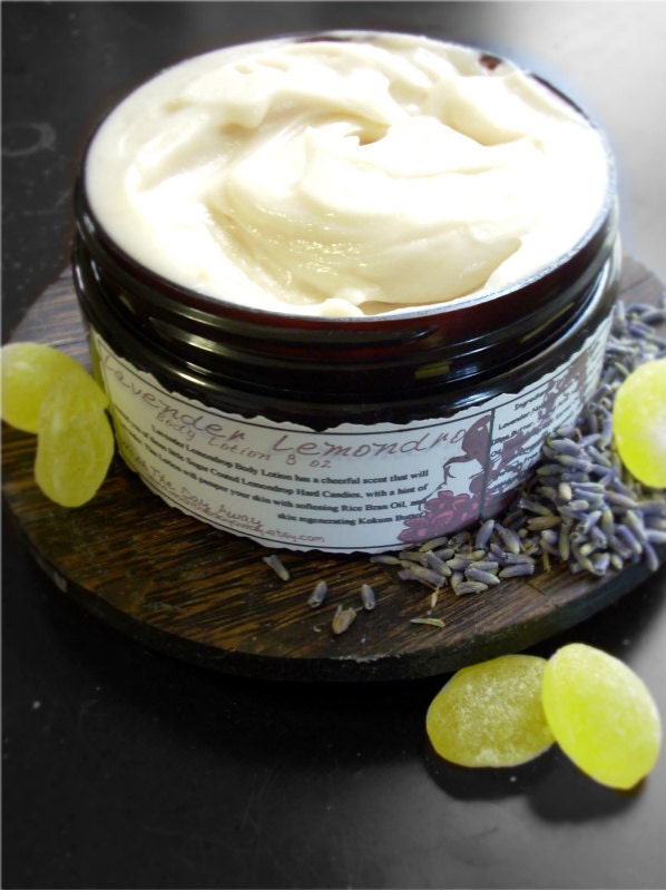 Lavender Lemondrop Lotion 8oz - Made With Lavender, Illipe Butter, Rice Bran Oil, Lemon, Red Mandarin, Apricot Kernel Oil, Vanilla