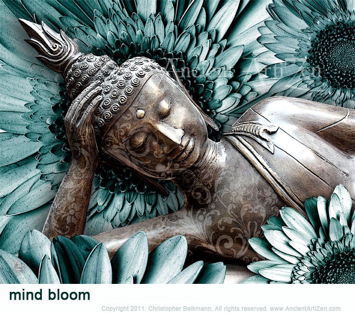Zen Buddha art - Mind Bloom - Buddhist 8x10 giclee Buddha art print