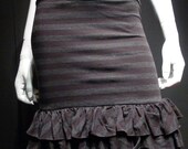 black and grey striped ruffle skirt