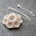 Porcelain Pendant - White Primula Auricula - Sterling Silver Chain