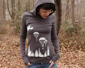 T-Shirt Hoody For Women - DEER PARACHUTE WOLF "Release" Design - 4 color choices