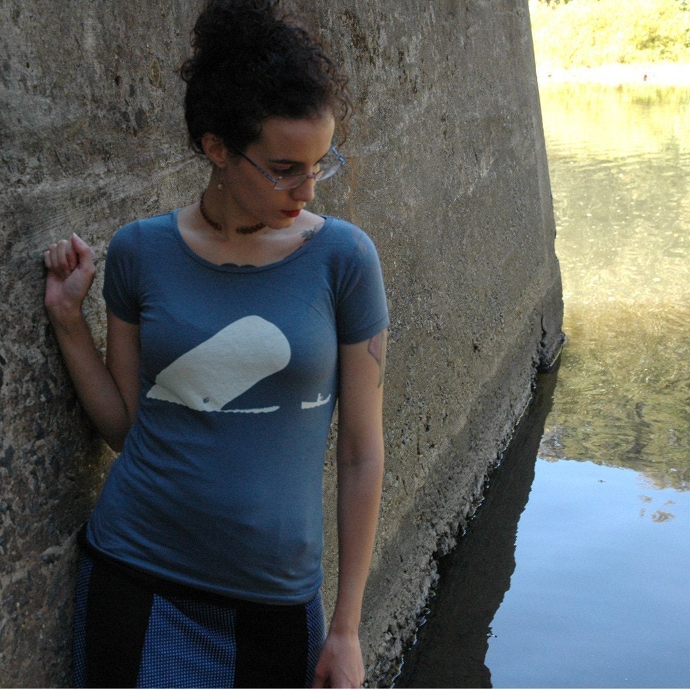 WHALE "La Boca" - short sleeve scoop neck on organic cotton for women with vintage feel by Circles and Squares  - 8 color choices