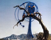 Dark Blue Macrame Owl Necklace