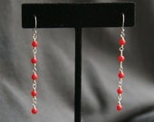 Red Coral Linked Earrings