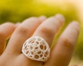 SALE 40% off 2-layer center ring sz5 - white 3d-printed nylon plastic ring