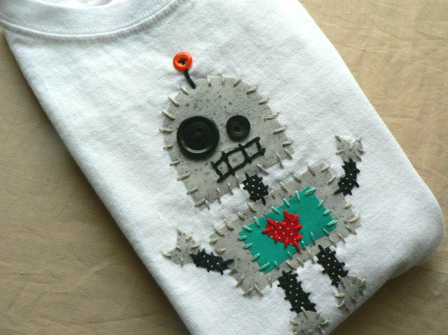 Robot Applique Onesie or shirt Custom Size and Colors