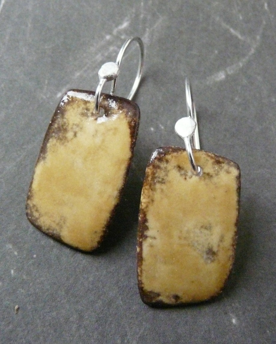 Modern Asymmetrical Rectangles - Small - Porcelain Earrings