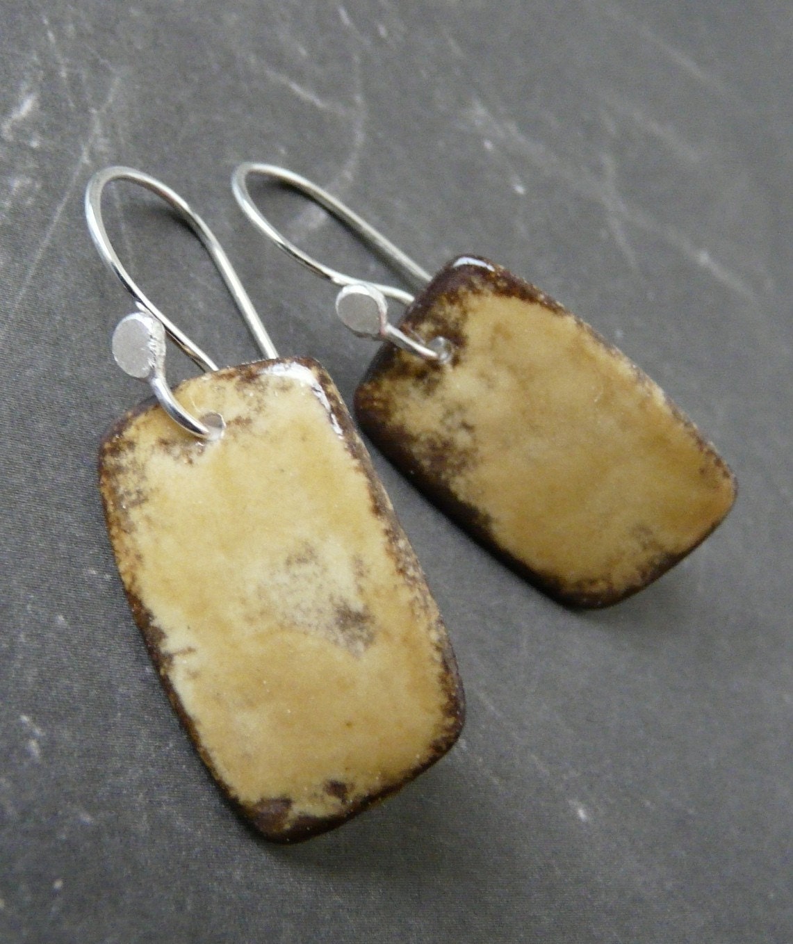 Modern Asymmetrical Rectangles - Small - Porcelain Earrings