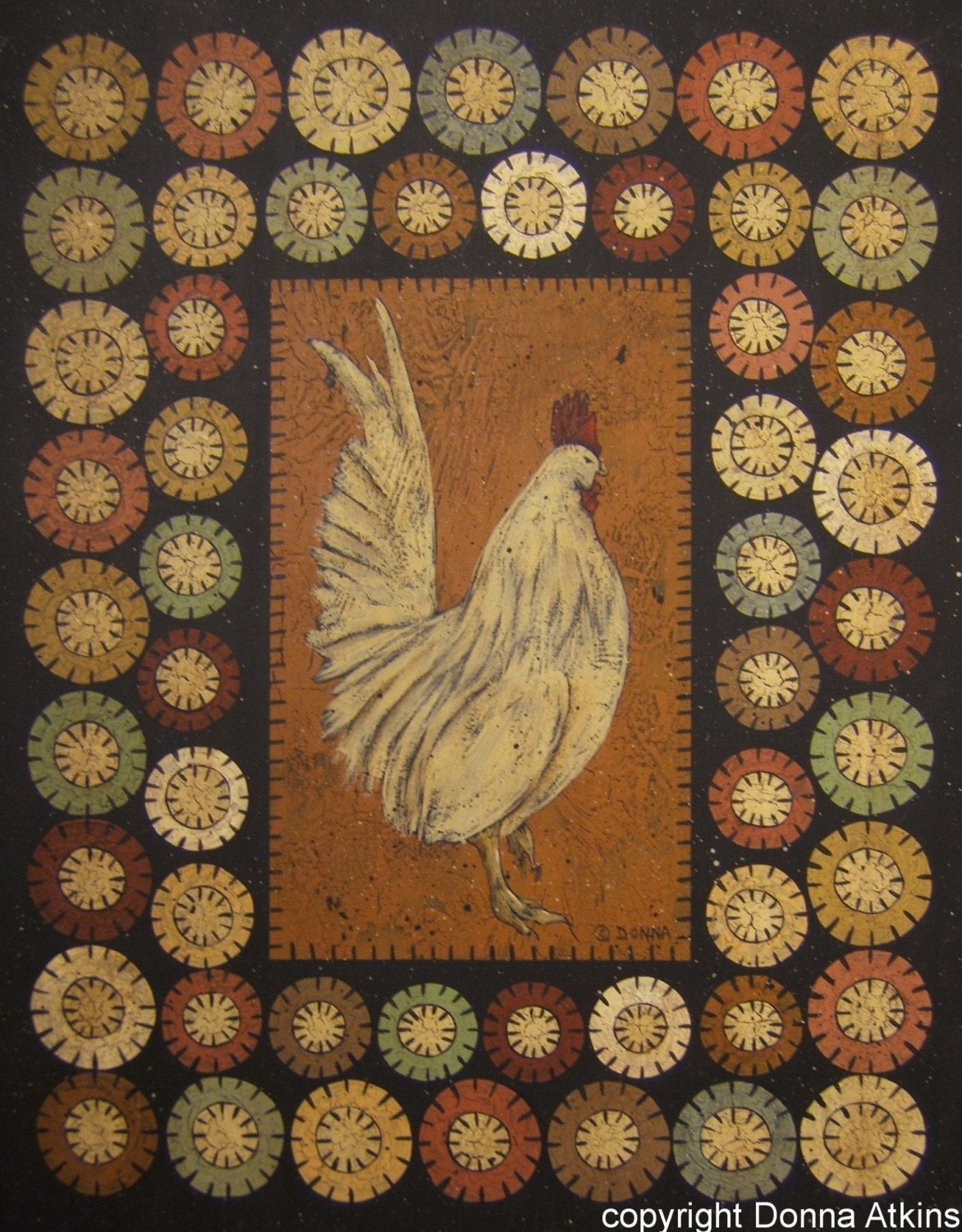 DIY Penny Rug Rabbit and Rooster Painting E-Pattern by Donna Atkins