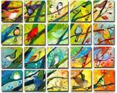 51 Birds - The Complete Set - Limited Edition Reproductions on 5 x 5 Bamboo Panel