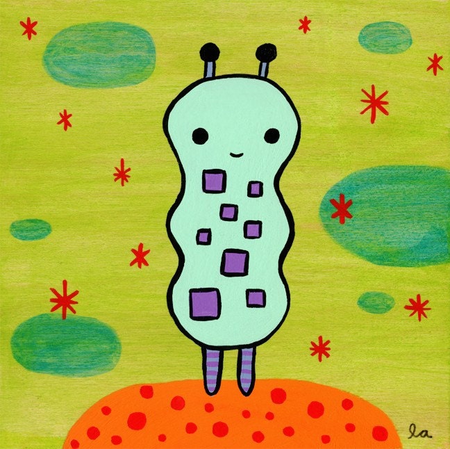 Electric Alien - Original painting on wood panel