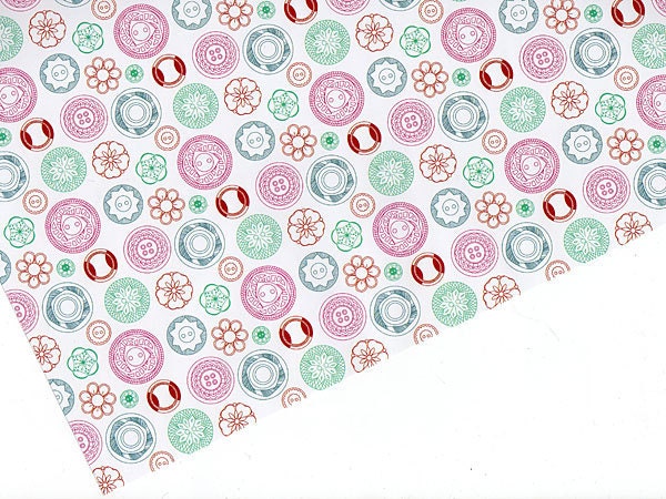 SALE - Vintage Buttons Gift Wrap - 5 sheets