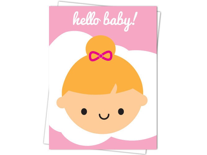 Hello Baby Girl  - Kawaii new baby card