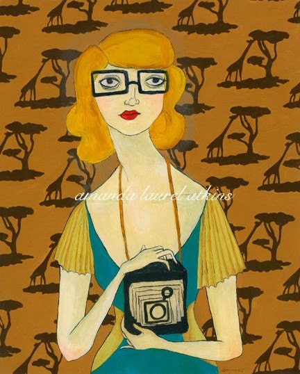 Adapting to You vintage inspired camera wallpaper print by Amanda Atkins