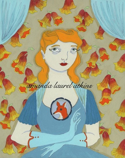 Lapping ever-cautious (the foxgloves) vintage-inspired 8x10 print by Amanda Atkins