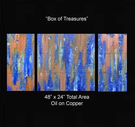 Art Sale was 335 Now 198 Artwork Paintings 48 x 24 Abstract Triptych Raw Karina Keri-Matuszak Blue Gold