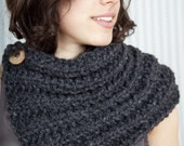Charcoal Handknit Neckwarmer Unisex : Duality