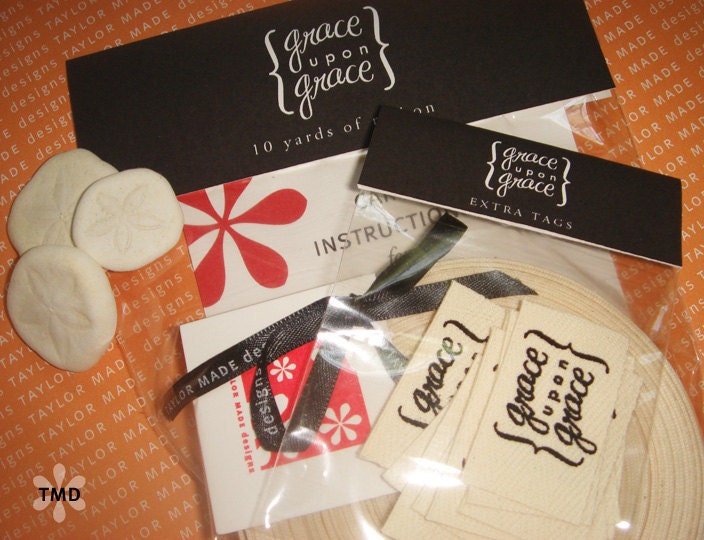 1" Wide Custom Silkscreen Natural Ribbon and Tag