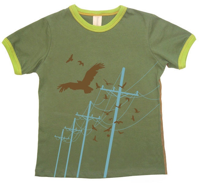 Hawk birds organic toddler green tshirt (sale)