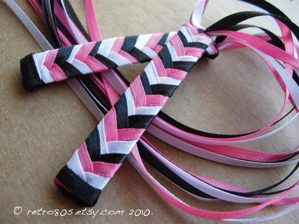 The 80s Colors Braided Ribbon Barrettes