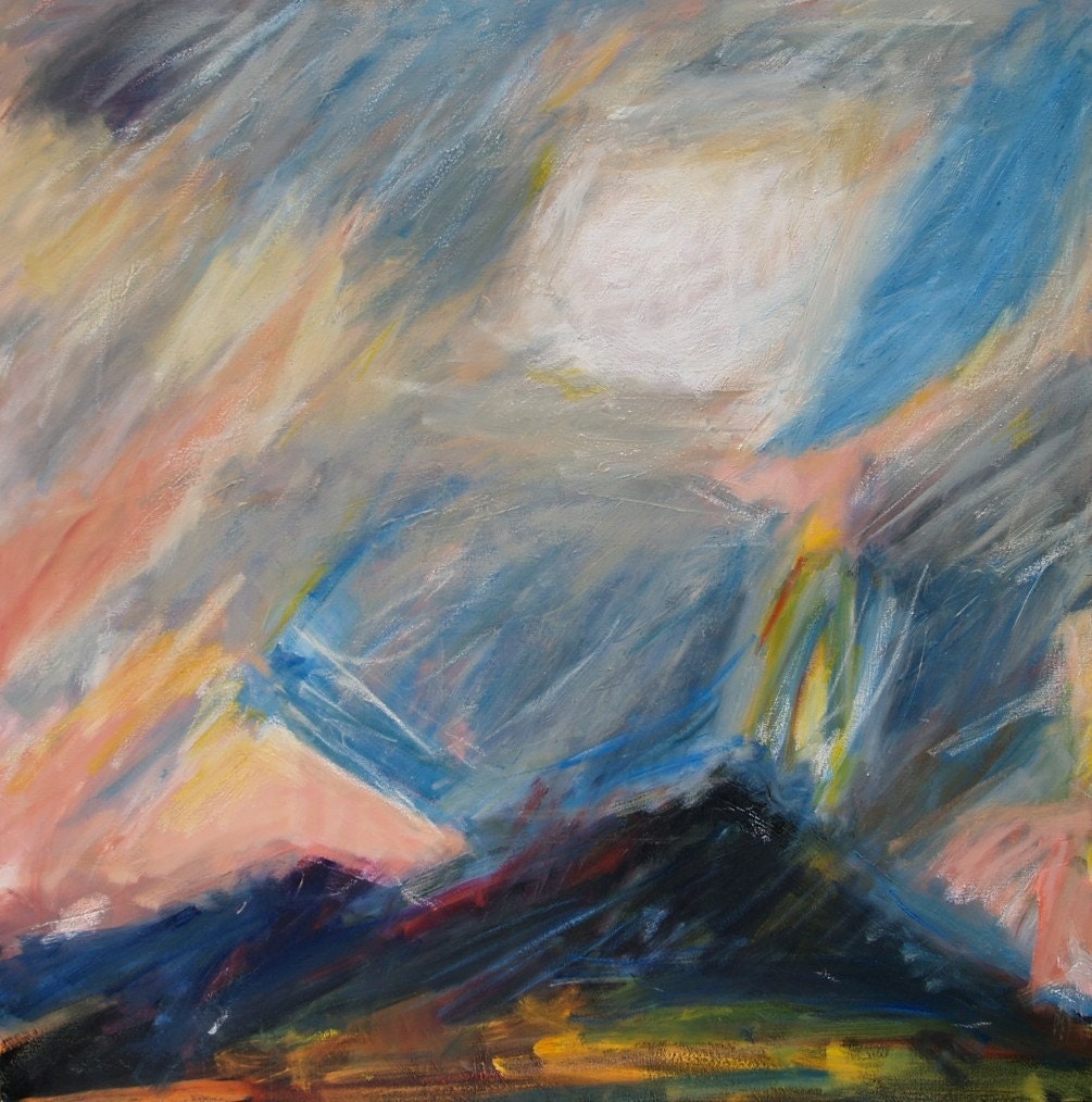 Smoke-filled Sky 36 x 36 LARGE abstract landscape