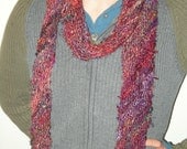 Diagonal Drop Stitch Scarf Handknit with Recycled Silk