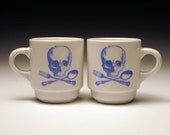 set of 2 skull and cross utensils Espresso cups in BLUE