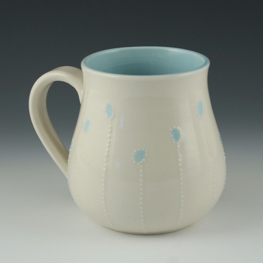 Porcelain Mug with Light Blue Accents