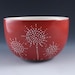 Latte Bowl in Red with Blooms