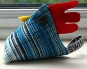 Electric blue chicken pincushion/paperweight