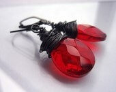 Oxidized Red Earrings, Sterling Silver Earrings - DIVA