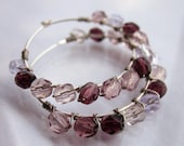 Purple Hoop Earrings, Beaded Earrings - SUMMER.LOVE