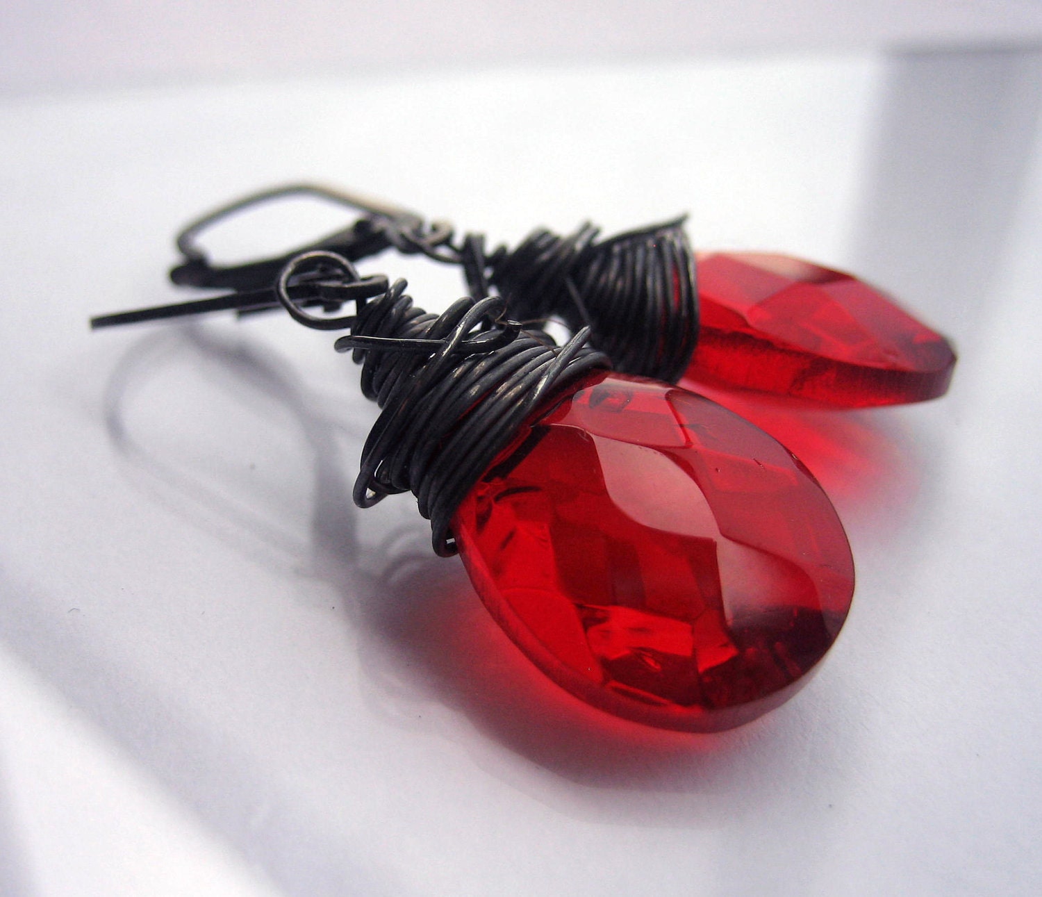 Oxidized Red Earrings, Sterling Silver Earrings - DIVA