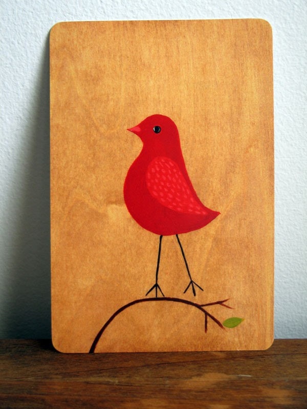 Stationary / Postcard / Blank Card - Little Red Bird Blank Postcard