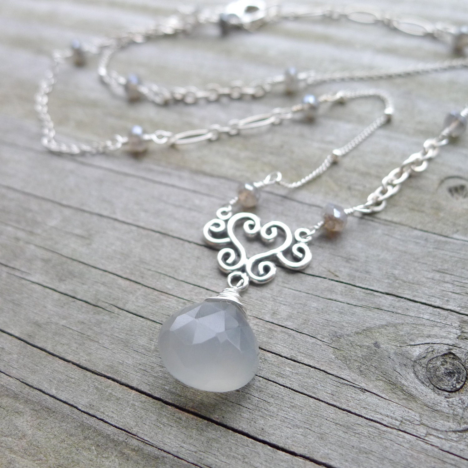 Gray Moonstone Necklace Eclectic Labradorite Chain