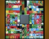 Abstract Sculpture Painting Art Mirror, ready to hang, Please see close-ups, "Color Blocks 4"